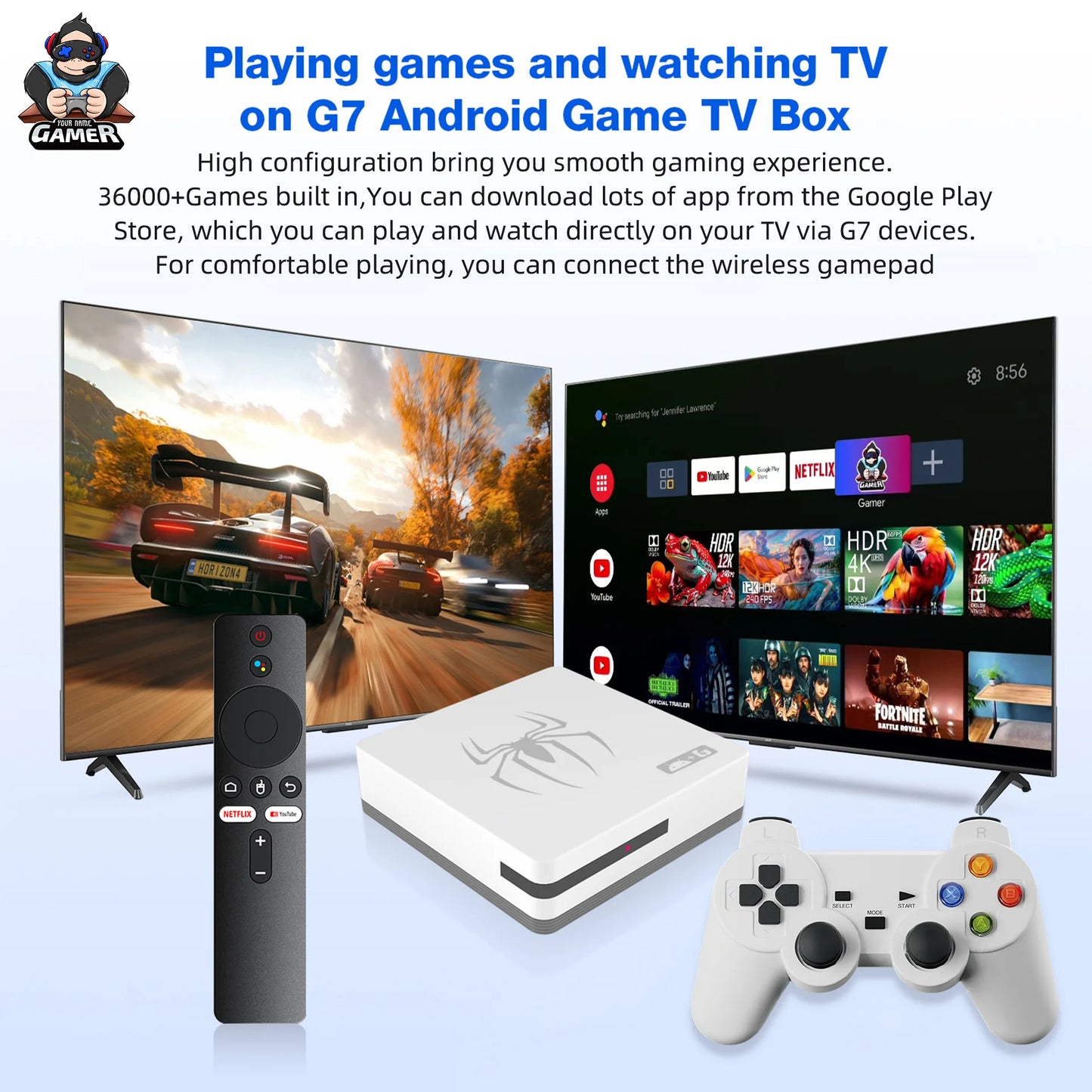 2025 G7 8K 3D video game Consoles 64GB 2.4G Wireless controller android 14 Retro classic game console 25000+ games