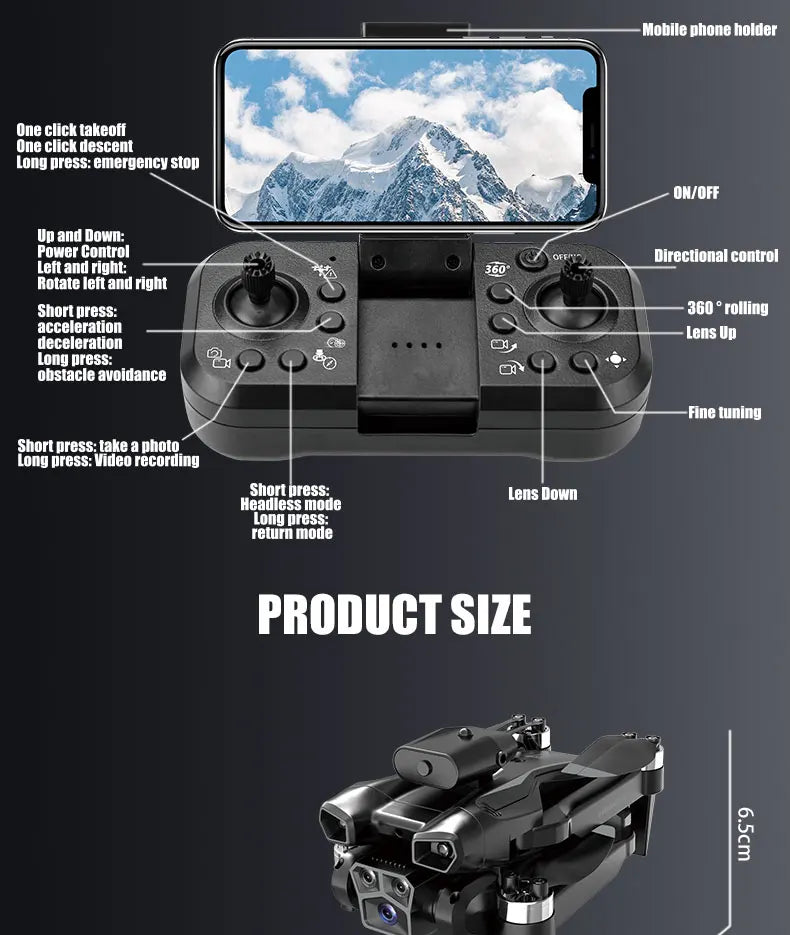 Drone aerial view brushless motor with obstacle avoidance optical flow foldable quadrotor foldable remote control airplane toy