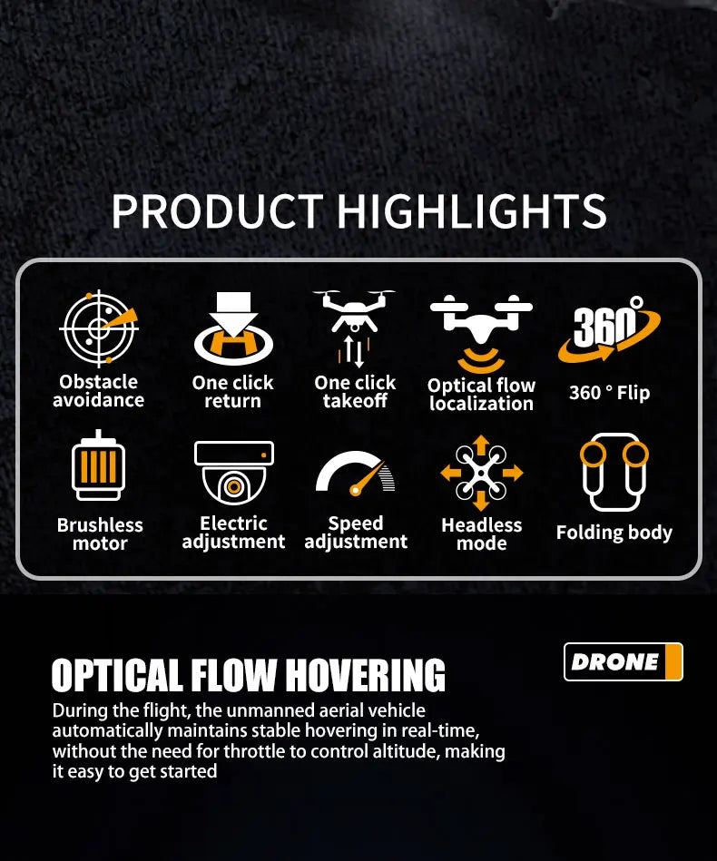 Drone aerial view brushless motor with obstacle avoidance optical flow foldable quadrotor foldable remote control airplane toy