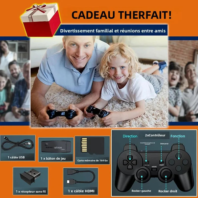 4K TV Game Stick Built-in 20000+ Games Retro Handheld Game Player NEW Video Game Console 64G 2.4G Wireless Controller Gamepad