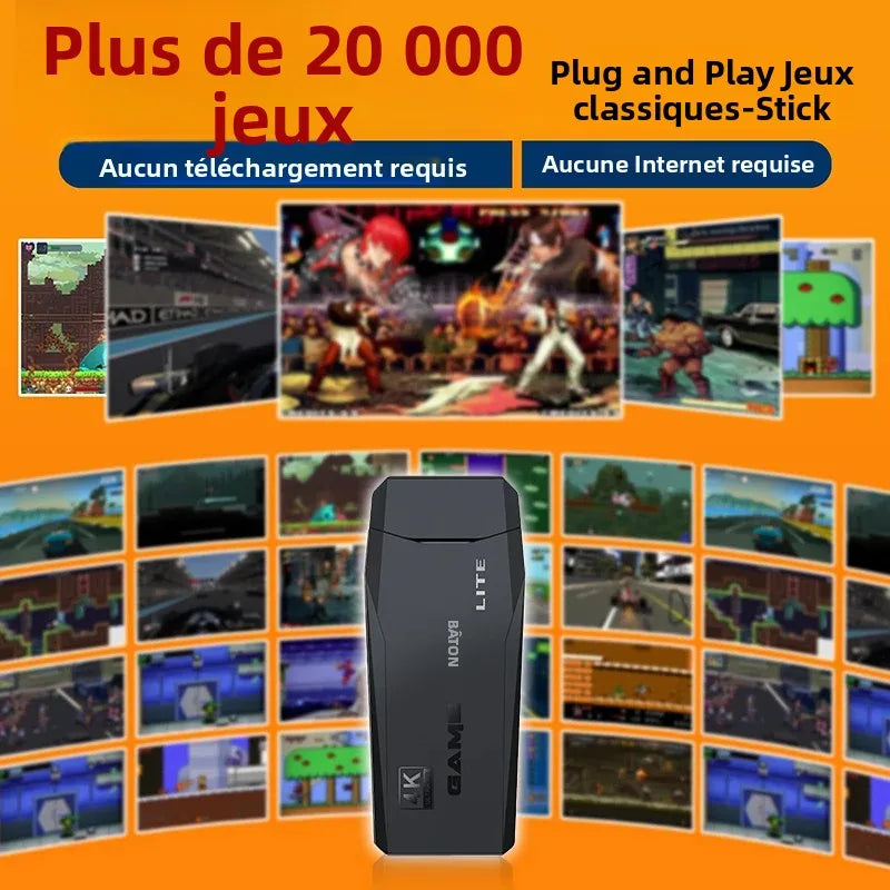 4K TV Game Stick Built-in 20000+ Games Retro Handheld Game Player NEW Video Game Console 64G 2.4G Wireless Controller Gamepad