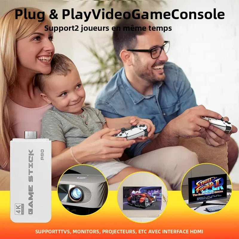 M15 4K TV Game Stick Video Game Console 64G Built-in 30000+ Games Wireless Controller Gamepad Retro Handheld Game Player