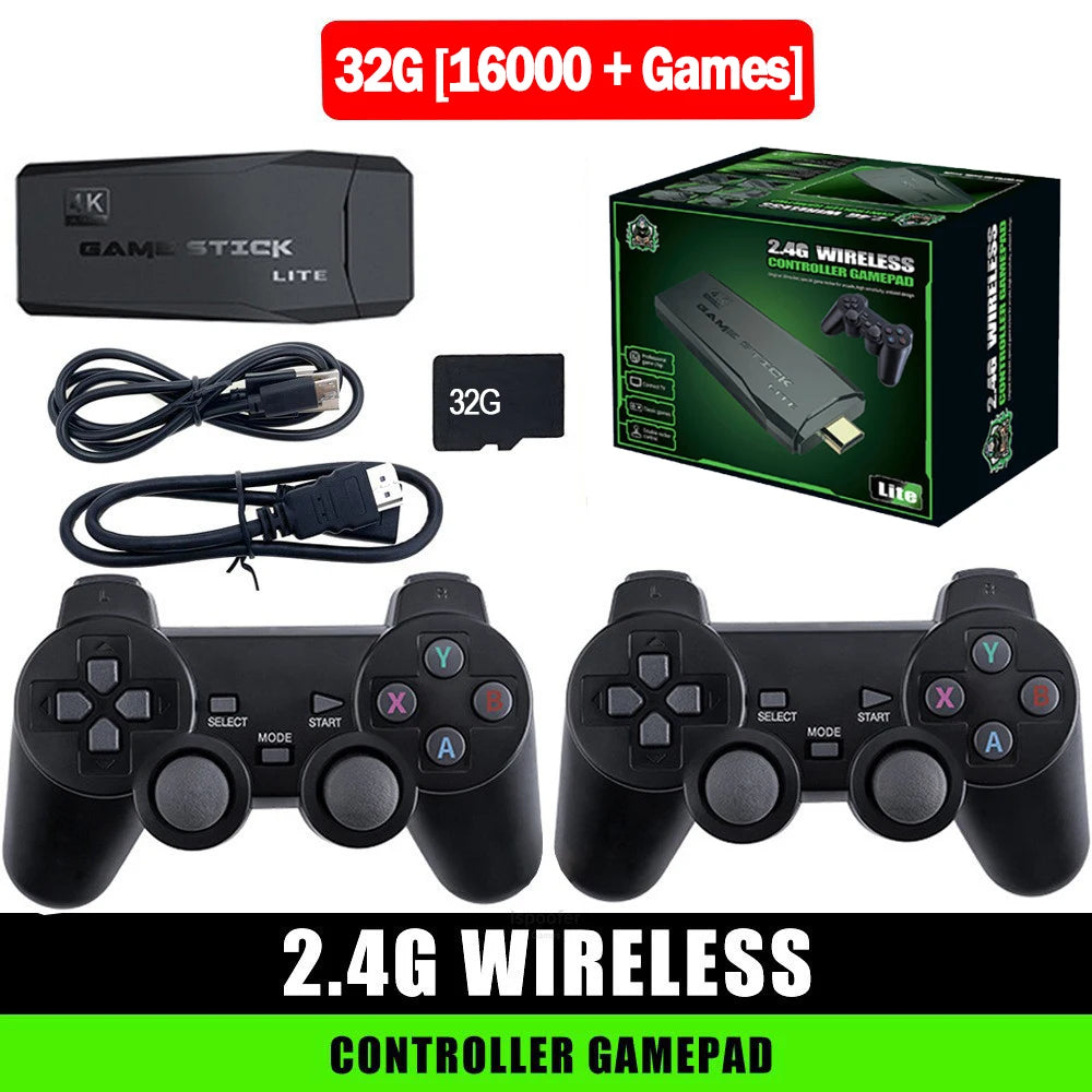 4K TV Game Stick Built-in 20000+ Games Retro Handheld Game Player NEW Video Game Console 64G 2.4G Wireless Controller Gamepad