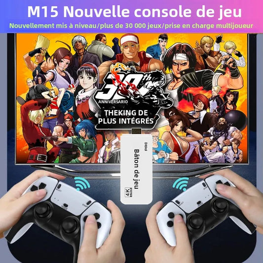 M15 4K TV Game Stick Video Game Console 64G Built-in 30000+ Games Wireless Controller Gamepad Retro Handheld Game Player