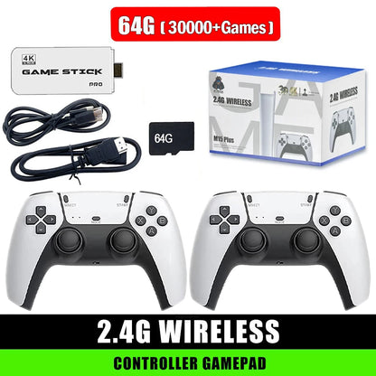 M15 4K TV Game Stick Video Game Console 64G Built-in 30000+ Games Wireless Controller Gamepad Retro Handheld Game Player