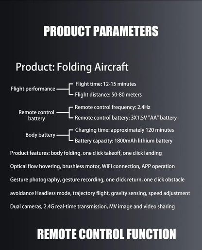 Drone aerial view brushless motor with obstacle avoidance optical flow foldable quadrotor foldable remote control airplane toy