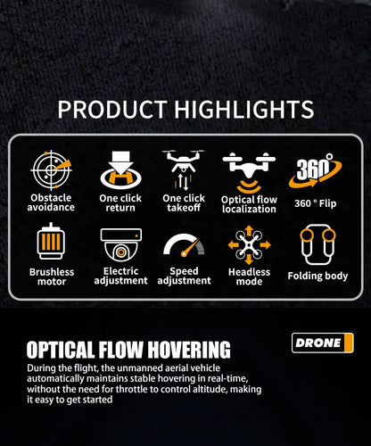 Drone aerial view brushless motor with obstacle avoidance optical flow foldable quadrotor foldable remote control airplane toy